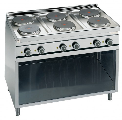 Range, electric, with 6 round plates, 1200x700x850 mm