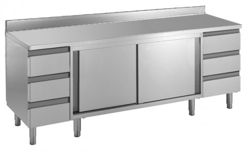 Cupboard,  1800x600x850mm, with drawer block right & left,