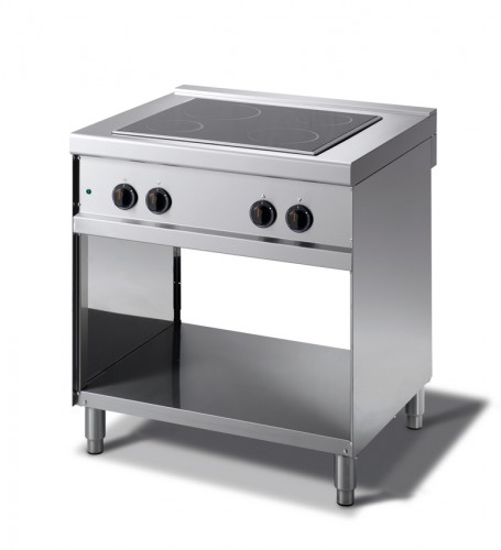 Cuisinière à revêtement en céramique avec 4 foyers de cuisson et support ouvert