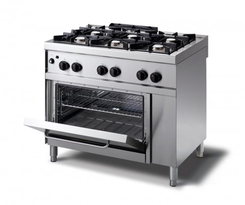 Range gas with 6 burners and pilot flame
