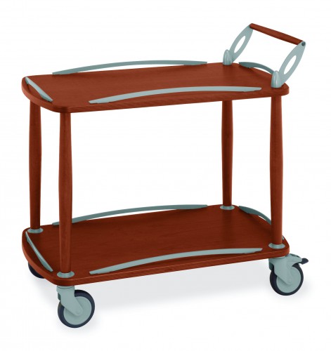 Wood trolleys - cherry wood finish - 2 shelves
