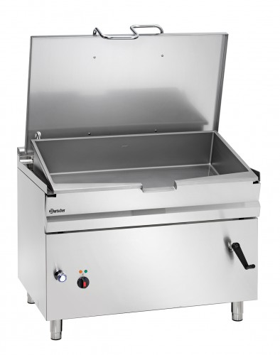 Electric tilting frying pan with handwheel tilting device